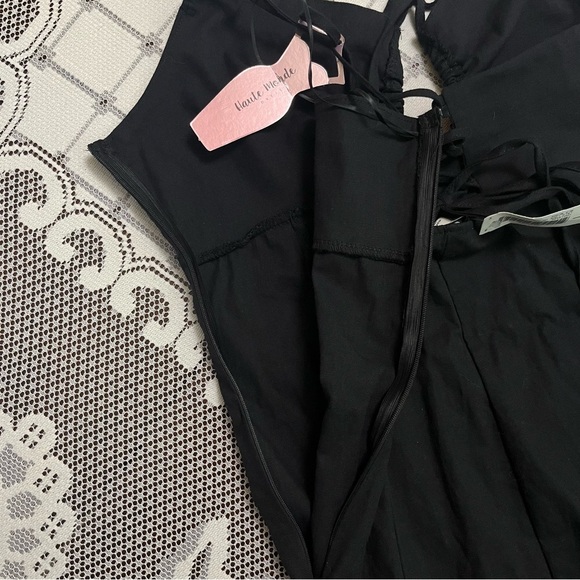 NWT Haute Monde Black Mini Dress – Lace-Up Back size Large - Picture 6 of 8